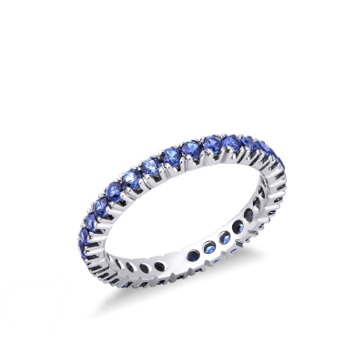 Bague d'éternité en saphirs bleu en or 18k