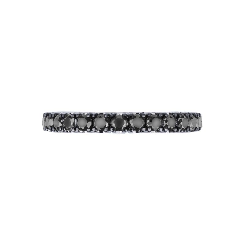 Bague éternité Diamants noirs or blanc 18 carats Bague éternité Diamants noirs or blanc 18 carats