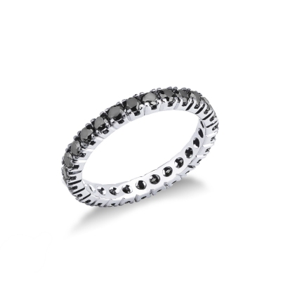 Bague éternité Diamants noirs or blanc 18 carats