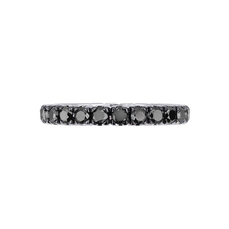 Bague eternity à griffes en or blanc 18 carats diamants noirs Bague eternity à griffes en or blanc 18 carats diamants noirs