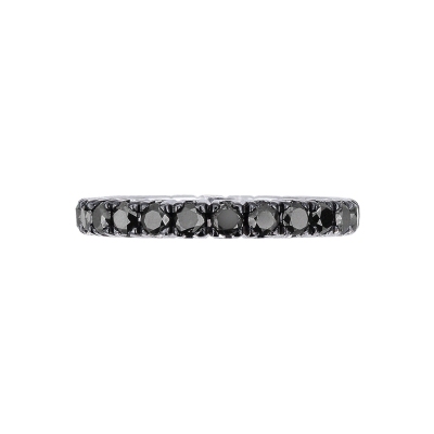 Bague eternity à griffes en or blanc 18 carats diamants noirs