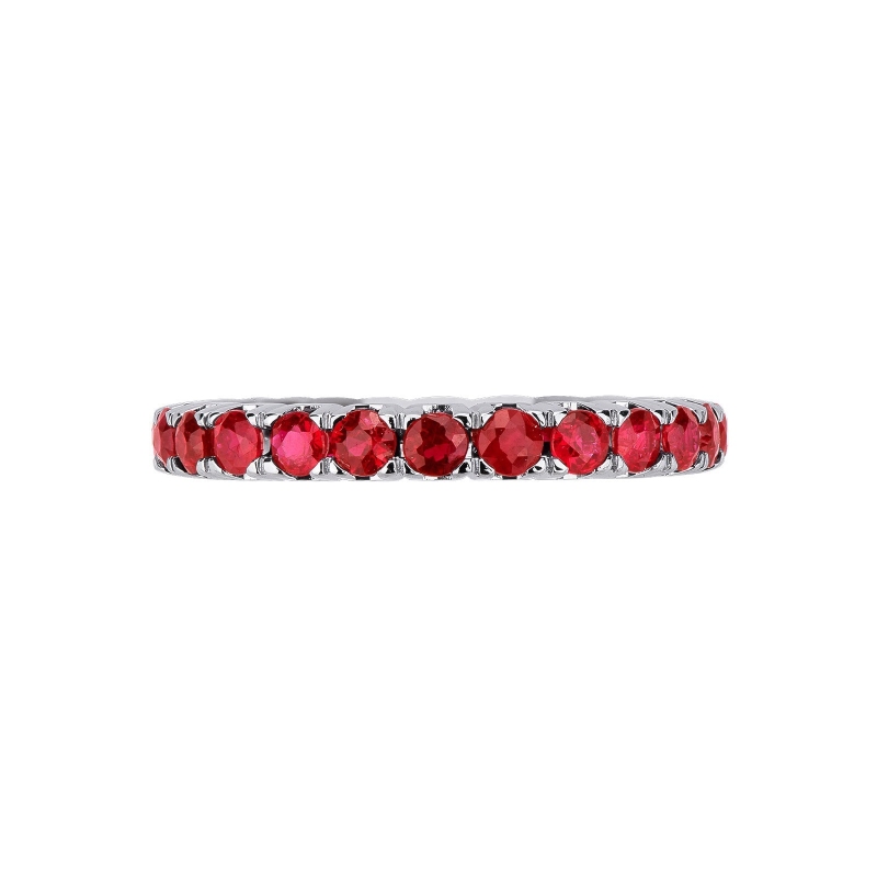 Alliance rubis rivière or blanc 18k  Alliance rubis rivière or blanc 18k