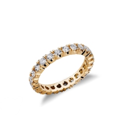 Bague Eternity en or jaune 18 carats avec diamants.
