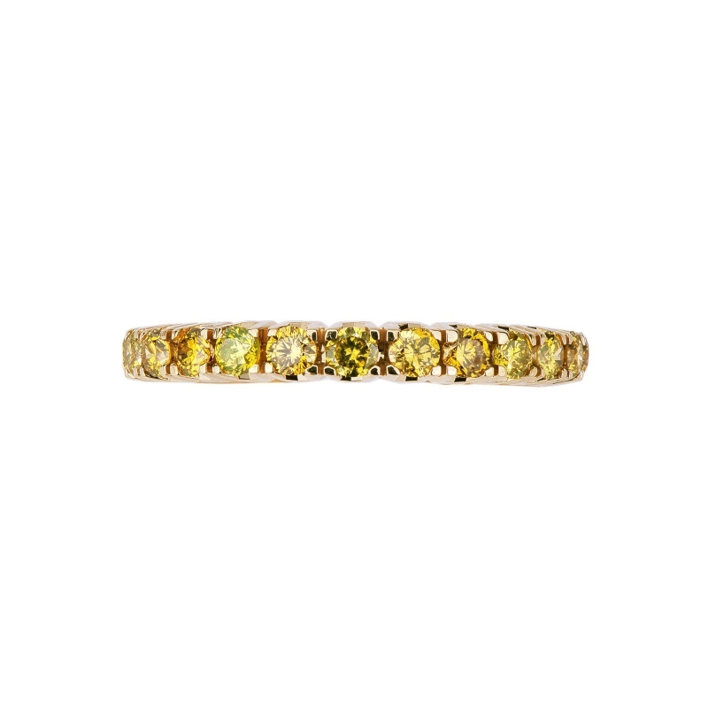 Bague Eternity en Or Jaune 18k avec Diamants Jaunes