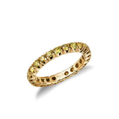 Bague Eternity en Or Jaune 18k avec Diamants Jaunes
