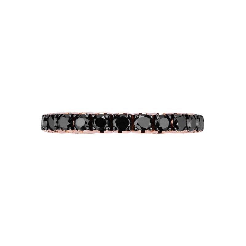 Bague Eternity en or rose 18 carats avec diamants noirs Bague Eternity en or rose 18 carats avec diamants noirs