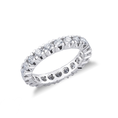 Alliance d'éternité diamants or blanc 18k 