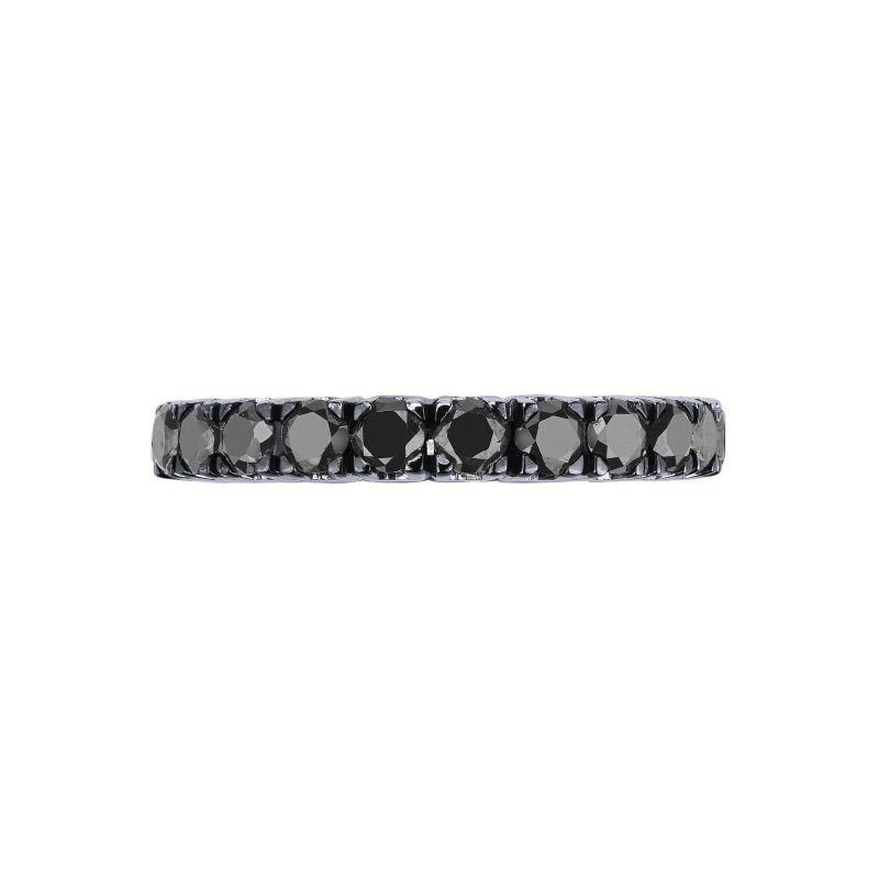 Bague Éternité en or blanc 750 avec diamants noirs Bague Éternité en or blanc 750 avec diamants noirs
