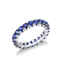 Alliance Rivière en or blanc 18k avec saphir bleu