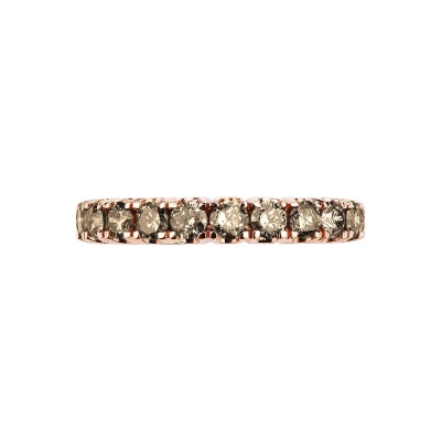 Bague Eternity en or rose 18k avec diamants brown
