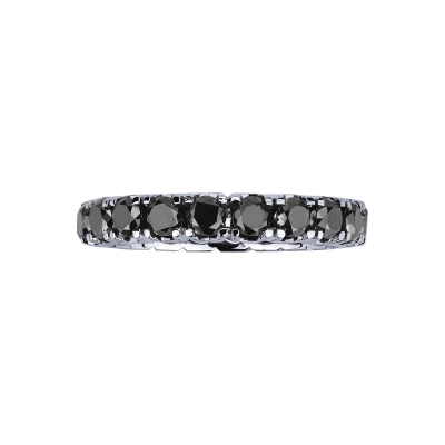  Bague Éternité en or blanc 18k avec diamants noirs