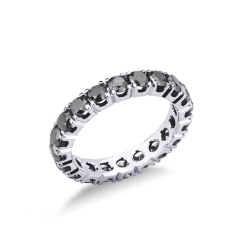 Bague Éternité en or blanc 18k avec diamants noirs