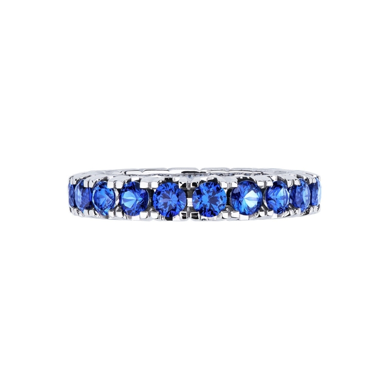 Bague Eternity or blanc 18k avec saphirs bleus