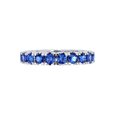 Bague Eternity or blanc 18k avec saphirs bleus