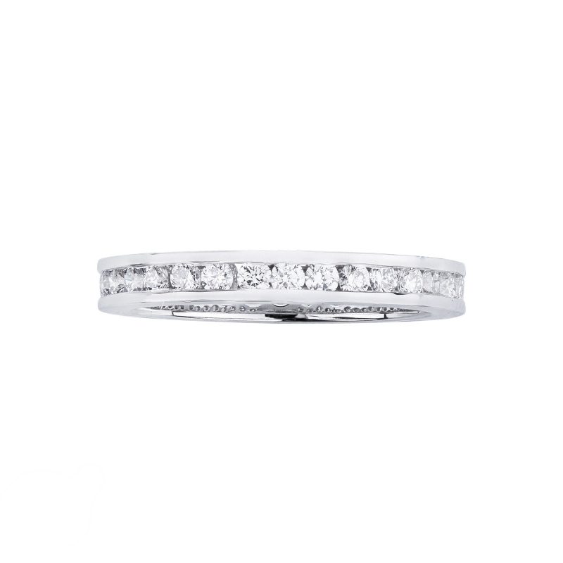Bague Eternity design en or blanc 18k avec diamants Bague Eternity design en or blanc 18k avec diamants