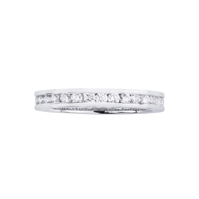 Bague Eternity design en or blanc 18k avec diamants