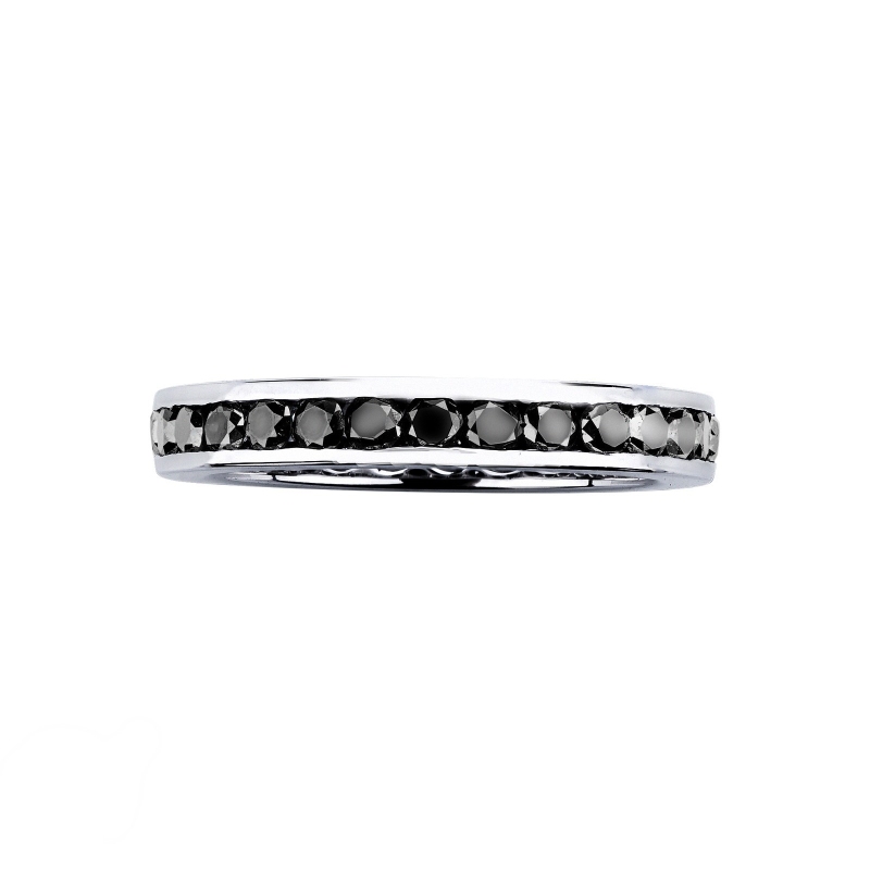 Bague eternity en or blanc 750 avec diamants noirs Bague eternity en or blanc 750 avec diamants noirs