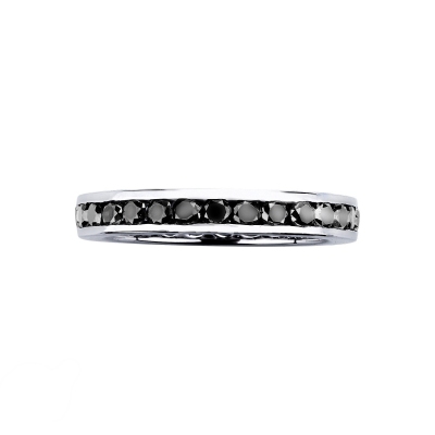 Bague eternity en or blanc 750 avec diamants noirs
