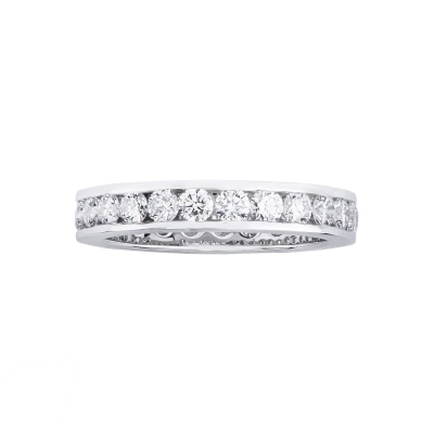 Bague Eternity rail en or blanc 18k avec diamants