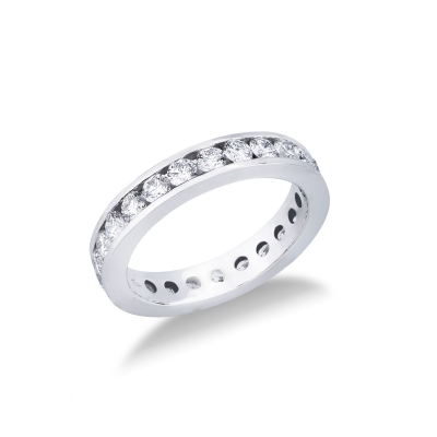 Bague Eternity rail en or blanc 18k avec diamants