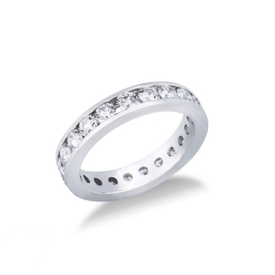 Bague Eternity femme en or blanc 18k avec diamants 