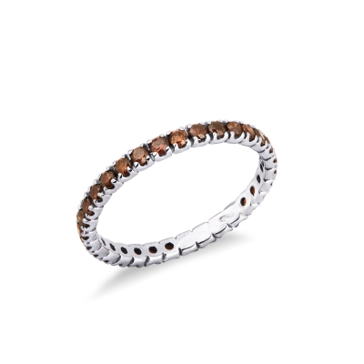 Bague Eternity en or blanc avec diamants cognac