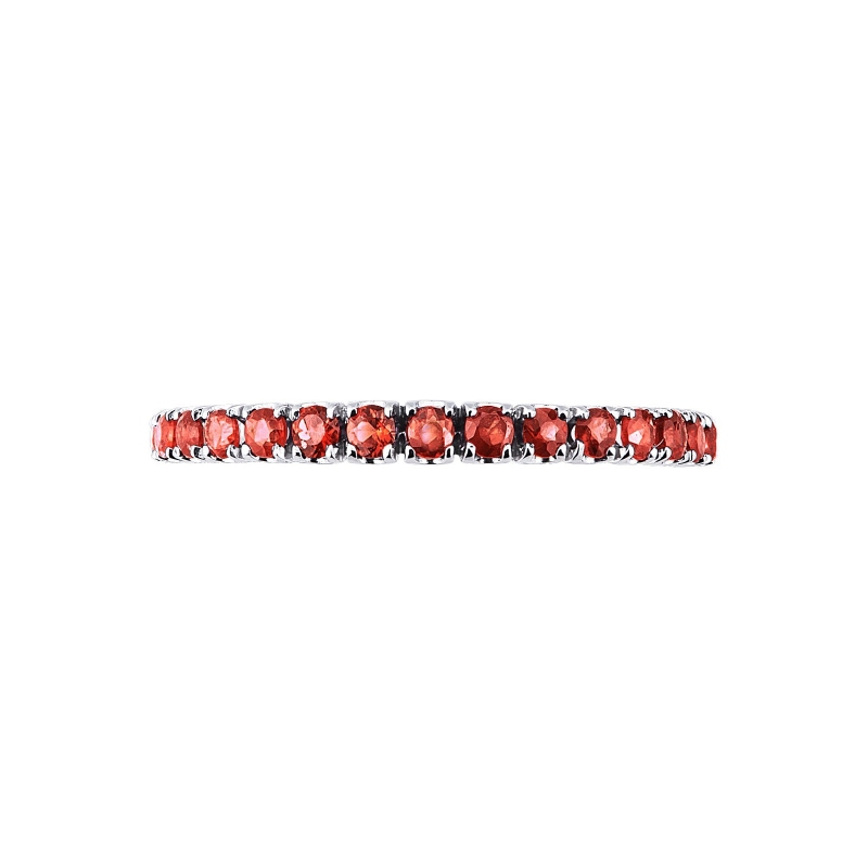 Bague or blanc avec rubis à tour complet  Bague or blanc avec rubis à tour complet