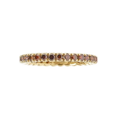 Bague Eternity griffes en or jaune 18k avec diamants cognac
