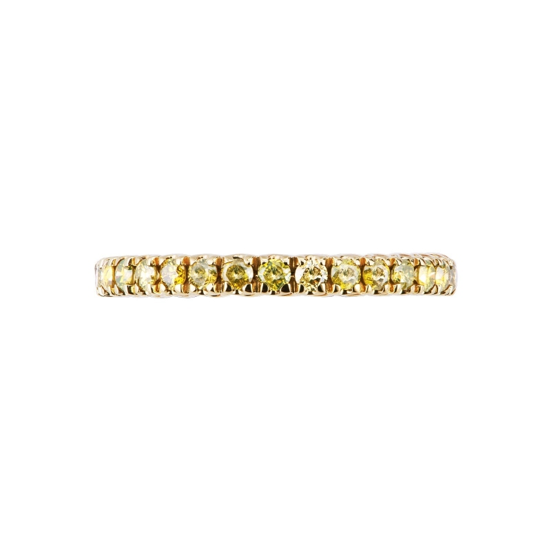 Bague d’éternité à griffes en Or Jaune 18k et diamants yellow