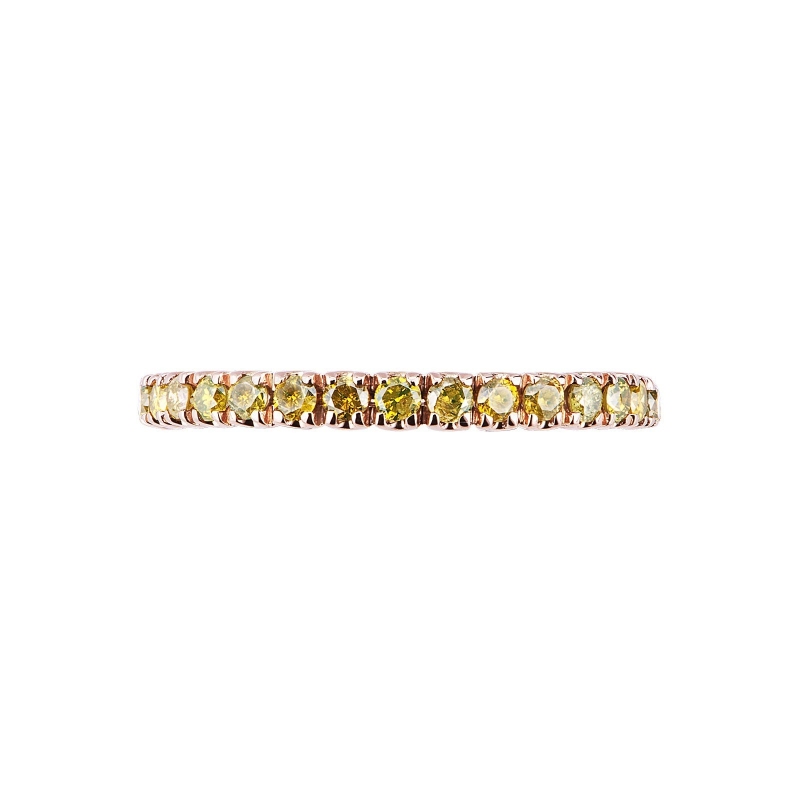 Bague Eternity en or rose 18k avec diamants jaunes