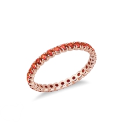 Bague eternity fine en Or Rose 18k avec saphirs orange