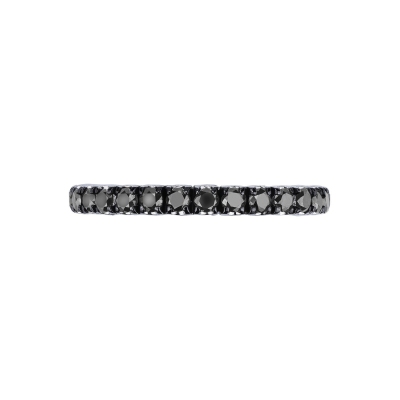 Bague Tour Complet Diamants Noirs et Or Blanc 750