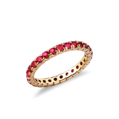 Bague d’éternité en Or Jaune 18k avec rubis