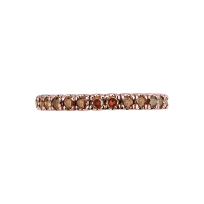 Bague d’éternité à griffes en Or Rose 18k et diamants couleur cognac