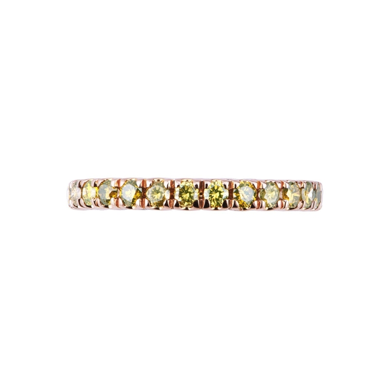 Bague rivière de diamants yellow en Or Rose 18k
