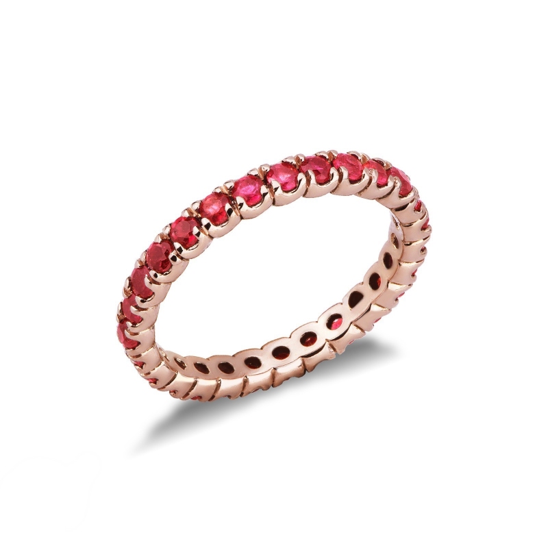 Bague or rose 18k rubis rouges style eternity