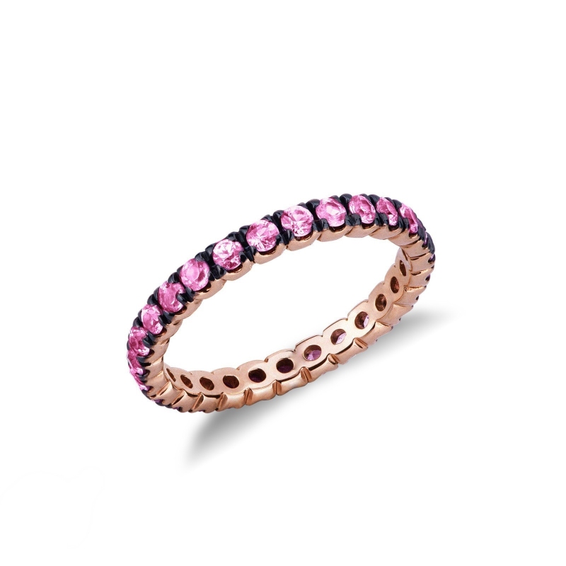 Bague or rose 18k saphirs rose pointes brunies