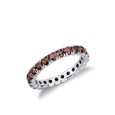 Bague Eternity or blanc 18k diamants cognac