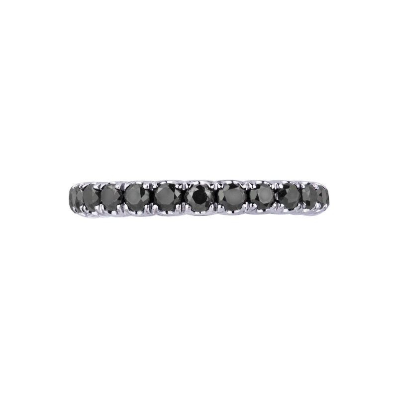 Bague homme Eternity à griffes en or blanc 18k sertie de diamants noirs Bague homme Eternity à griffes en or blanc 18k sertie de diamants noirs