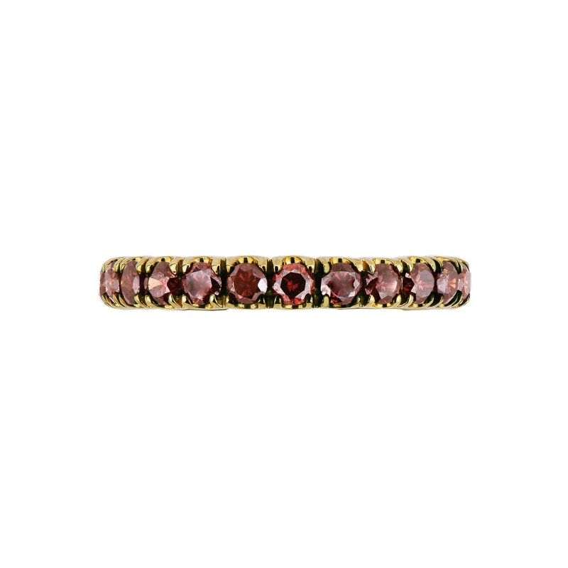 Bague Eternity 18k or jaune diamants cognac