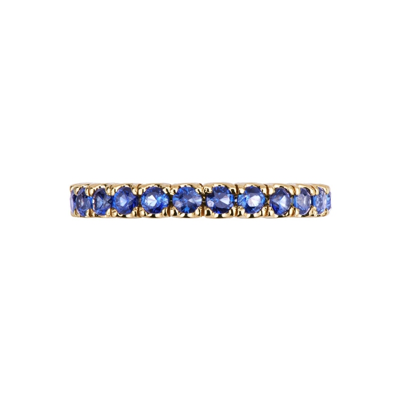 Bague Eternity or jaune 18k saphirs bleus