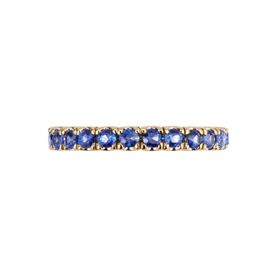 Bague Eternity or jaune 18k saphirs bleus