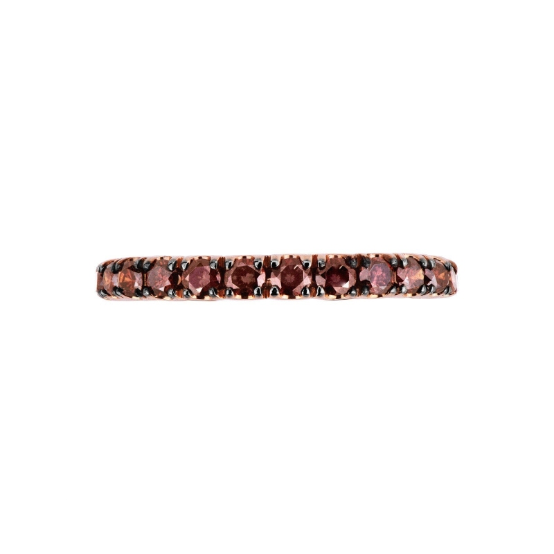 Bague d’Éternité raffinée en or rose 18k avec diamants marron