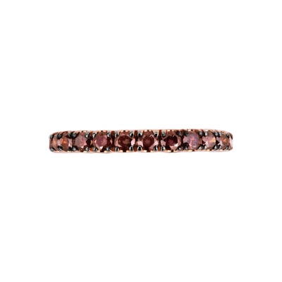 Bague d’Éternité raffinée en or rose 18k avec diamants marron