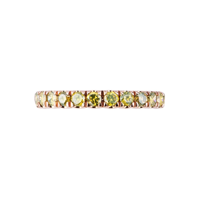 Bague Eternity en or rose 750 avec diamants jaunes