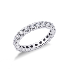 Jonc d'éternité en or blanc 18k avec diamants