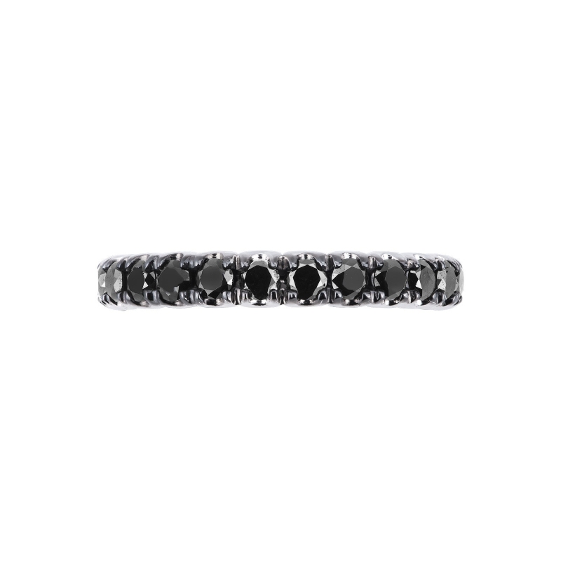 Bague Eternity en or blanc 18k avec diamants noirs  Bague Eternity en or blanc 18k avec diamants noirs