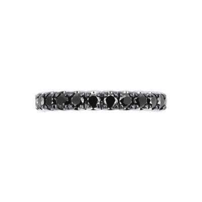 Bague Eternity en or blanc 18k avec diamants noirs 