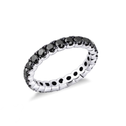 Bague Eternity en or blanc 18k avec diamants noirs