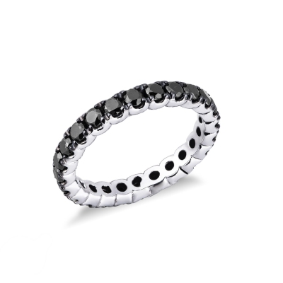 Bague Eternity en or blanc 18k avec diamants noirs 